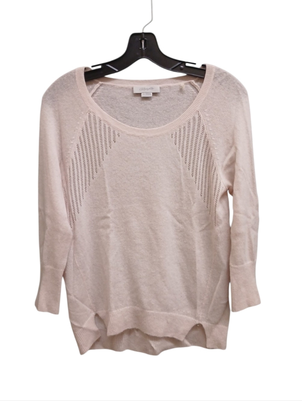 Christopher Fischer Light Blush Scoop Neck Cashmere Sweater Eyelet Detail Small